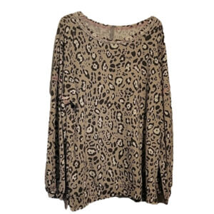 Honeyme Curvy Animal Print with Pink Stitching Lightweight Sweatshirt XXXL NWOT